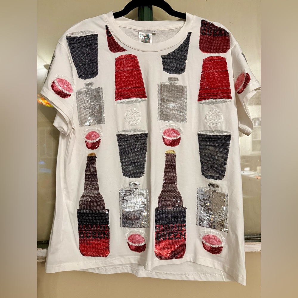 Sequin Queen of Sparkles T-Shirt with Red and Black Accents